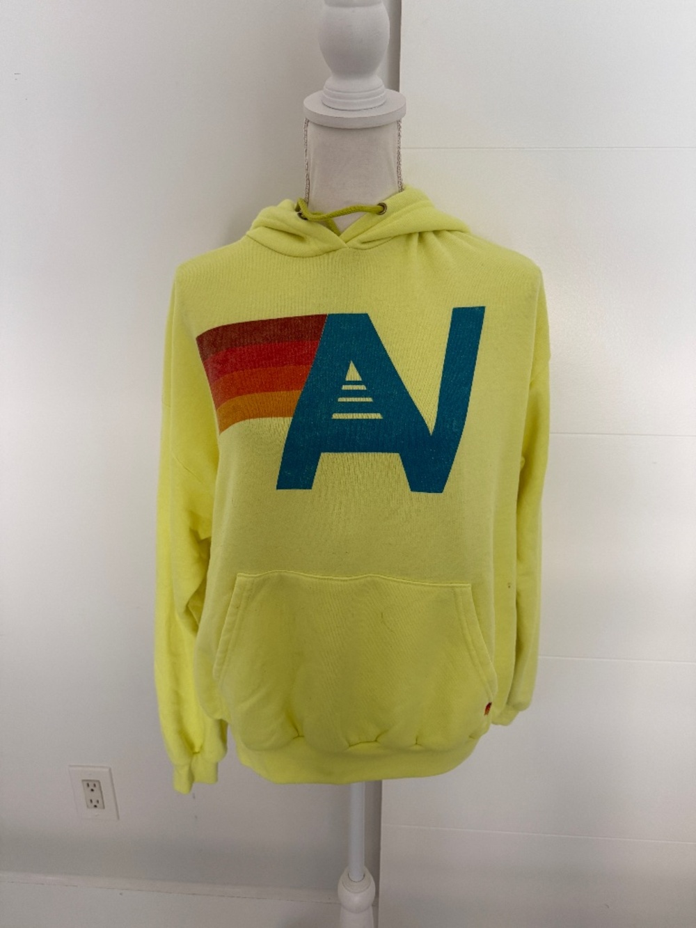 Aviator Nation Yellow Pullover Long Sleeve Hoodie Sweatshirt XS